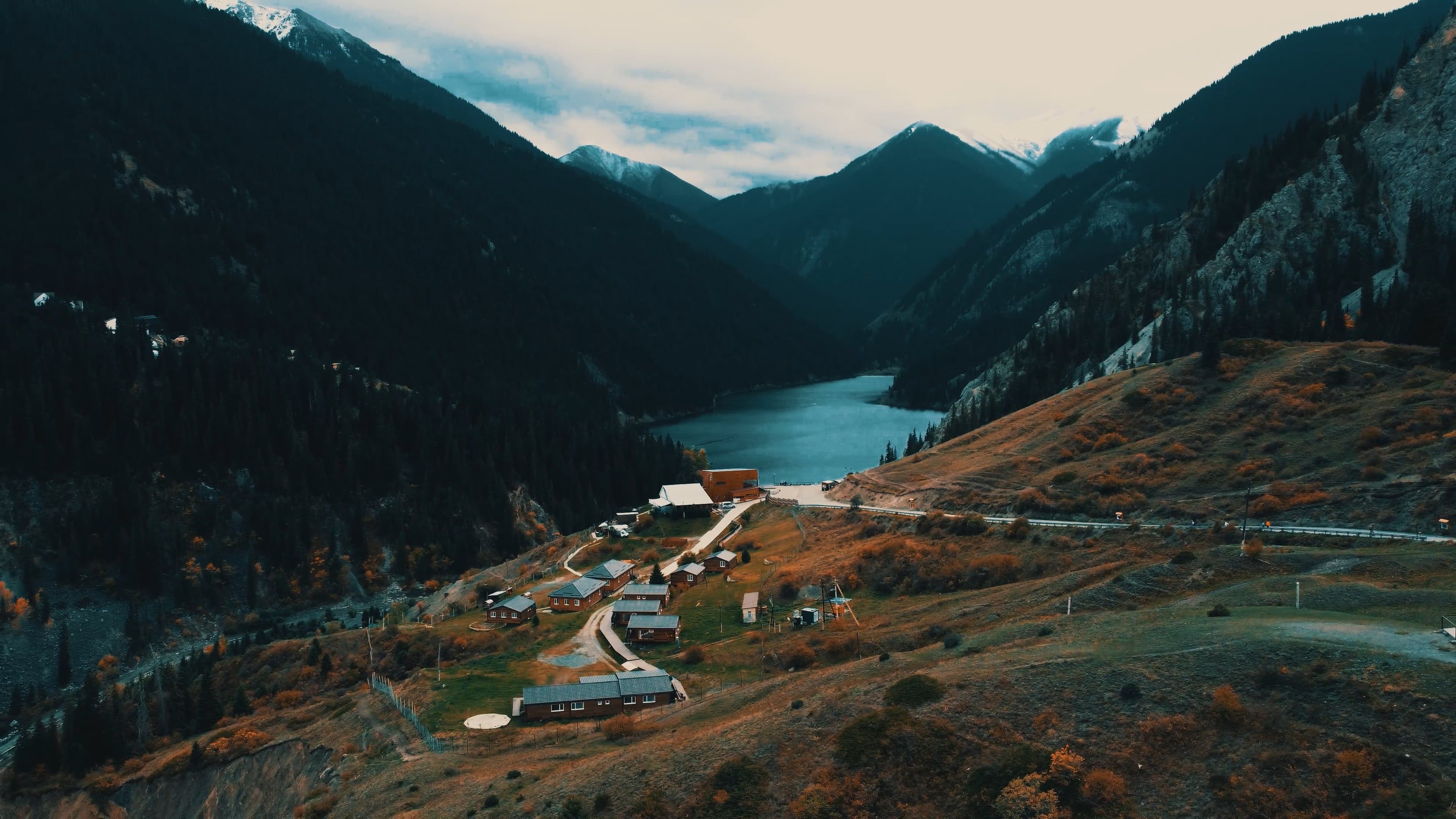 Mountain landscape and Kolsay Lake in Kazakhstan